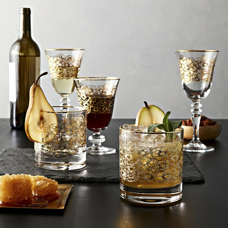 Gold Floral Wine Glass - Image 2