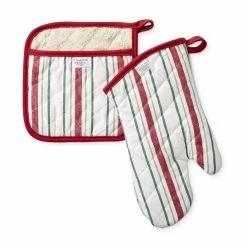 Festive Stripe Oven Mitt & Potholder Set