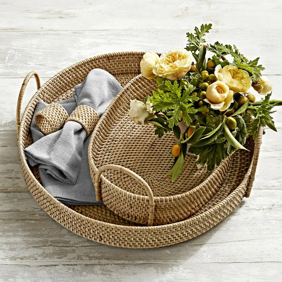 Light Woven Oval Tray - Image 5