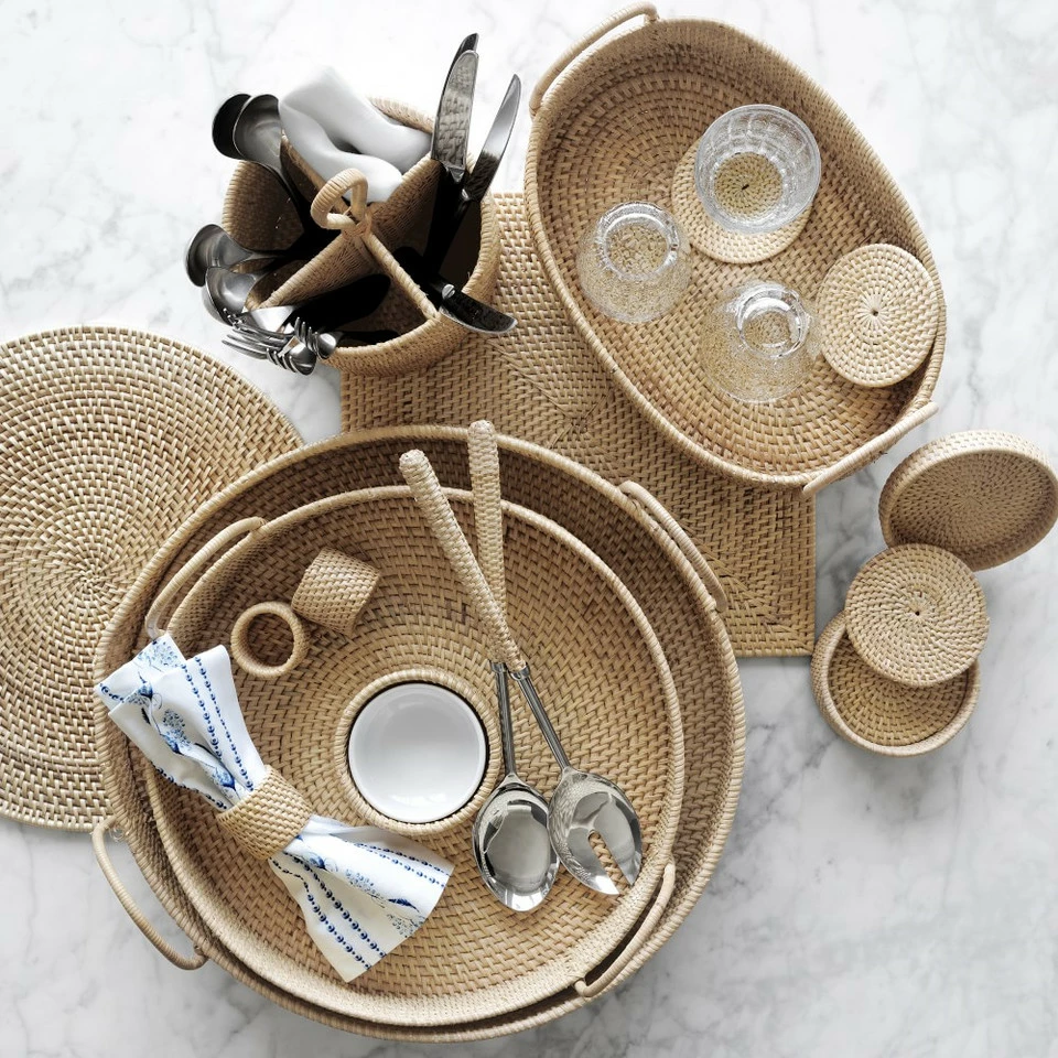 Light Woven Oval Tray - Image 6