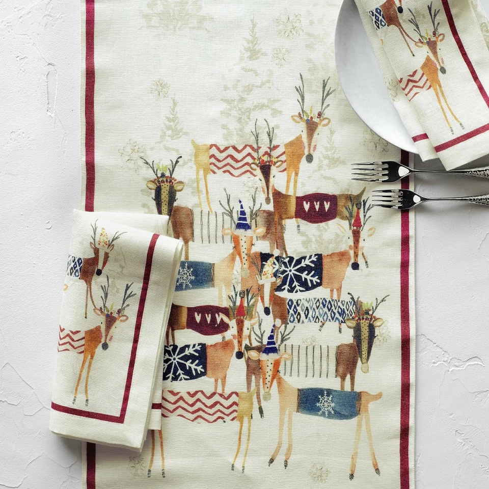 Natale Reindeer Napkins, Set of 4 - Image 2