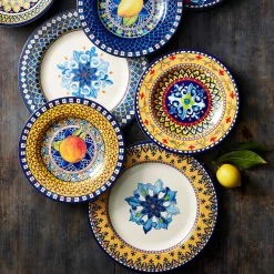Sicily Outdoor Melamine Dinner Plates, Yellow