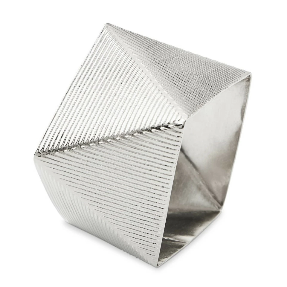 Square Napkin Rings, Set of 4 - Silver - Image 3