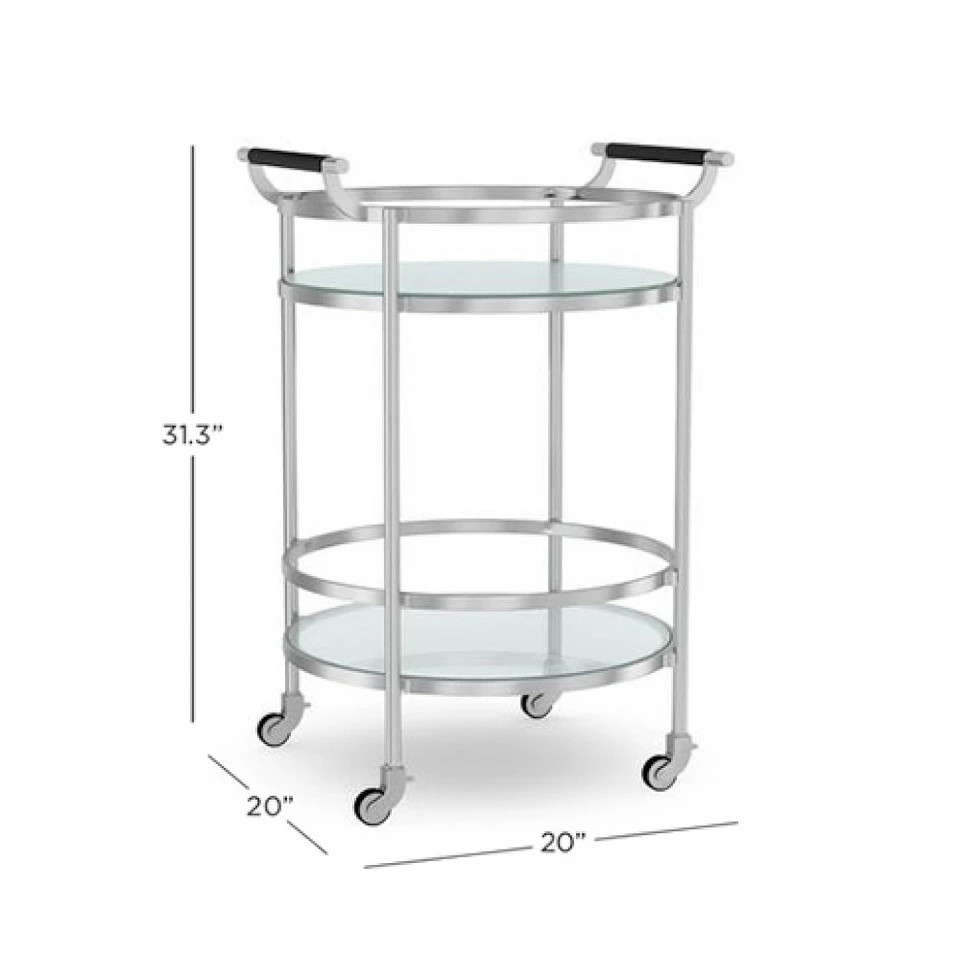 Truman Round Bar Cart, Antique Brass, Saddle Leather - Image 16