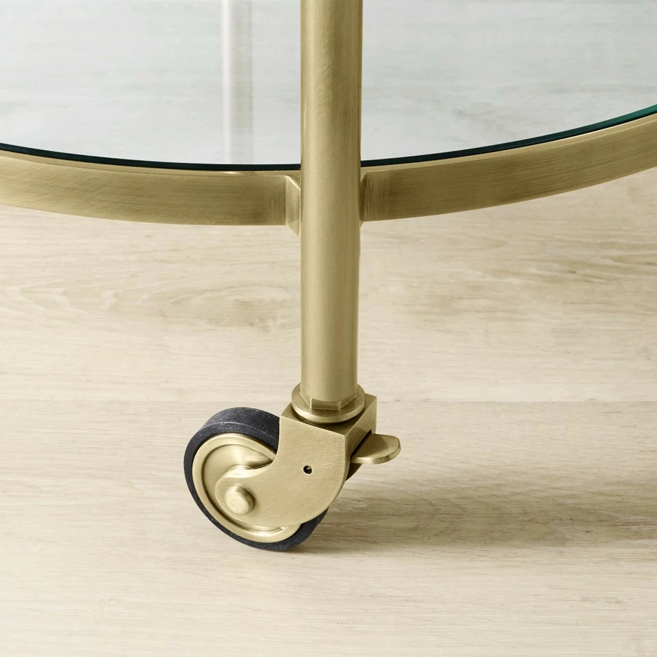 Truman Round Bar Cart, Antique Brass, Saddle Leather - Image 12