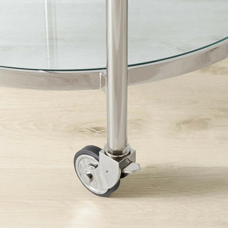 Truman Round Bar Cart, Antique Brass, Saddle Leather - Image 6