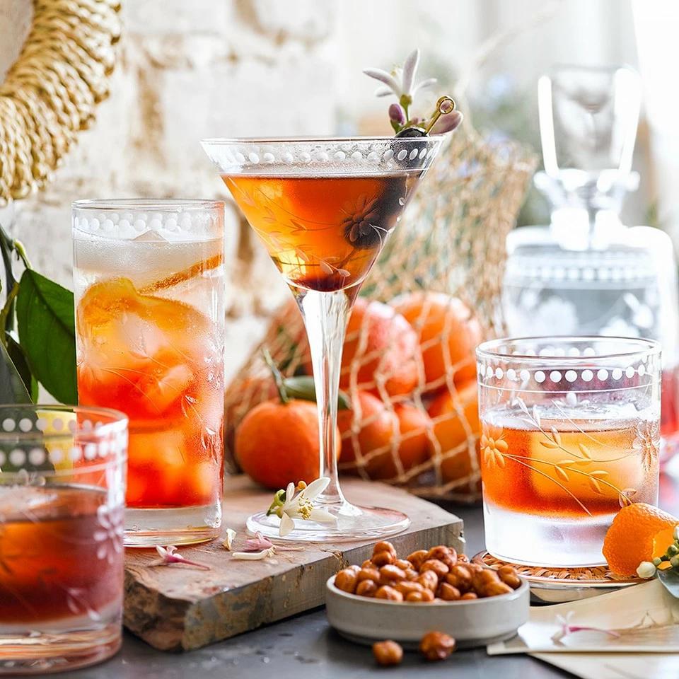 Vintage Etched Highball Glass - Image 2