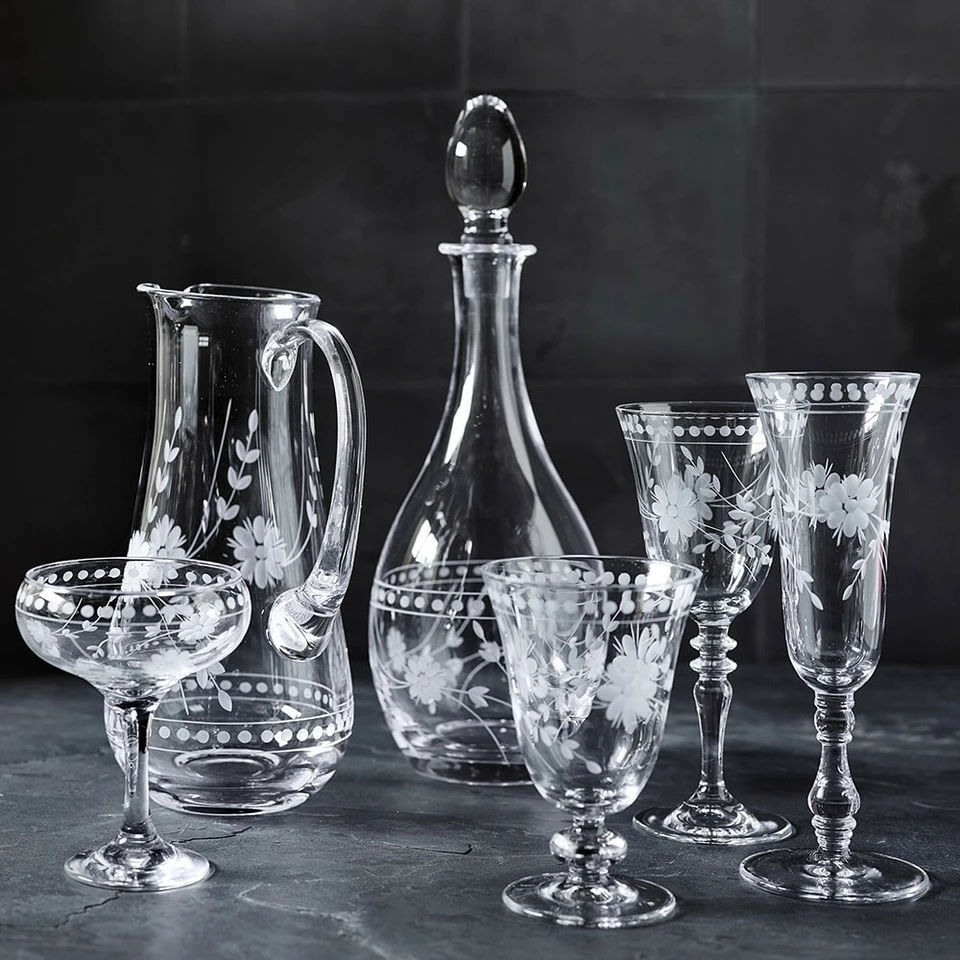Vintage Etched Water Glass - Image 9
