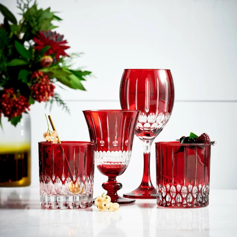 Wilshire Jewel-Cut Red Mixed Wine Glasses, Set of 4 - Image 2