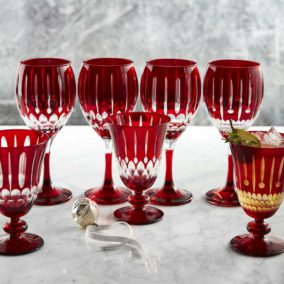 Wilshire Jewel-Cut Red Mixed Wine Glasses, Set of 4 - Image 6